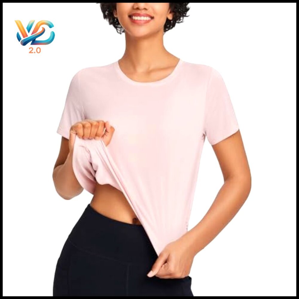 Cropped Split Back Athletic Top Lightweight Quick… - image 2